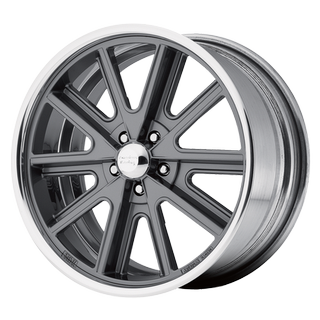 Change main image to: American Racing , Two-piece Mag Gray Center Polished Barrel