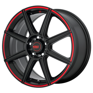 Change main image to: Motegi , Satin Black With Red Stripe